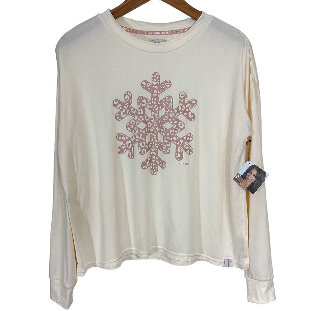NWT Thalia Sodi Snowflake Lounge Long Sleeve Shirt Size Small